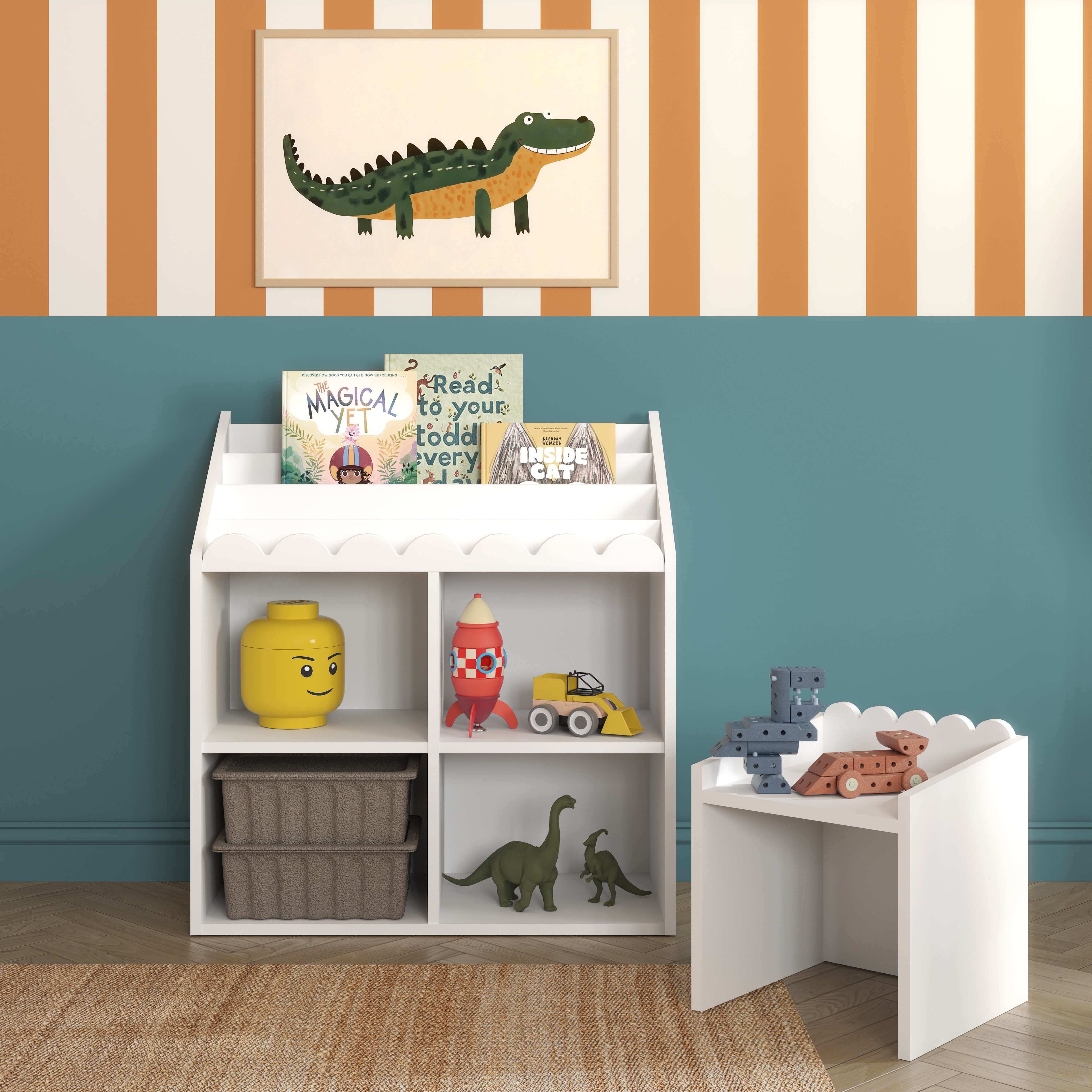 Montessori Book Nook Schnee-Regal – Kinderregal für Bücher und Spielzeug