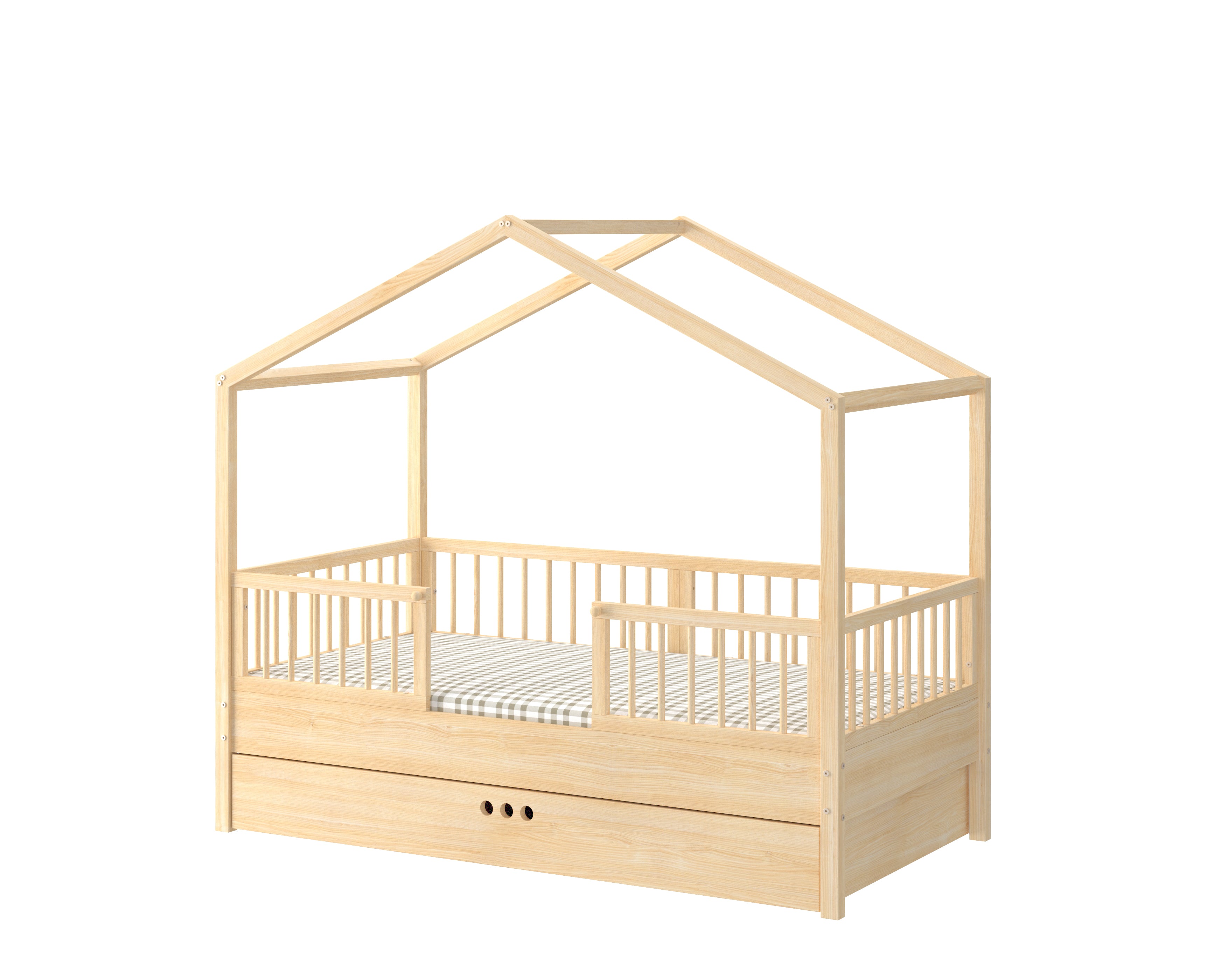 Dream Nest pine łóżko domek 80x160 z barierkami