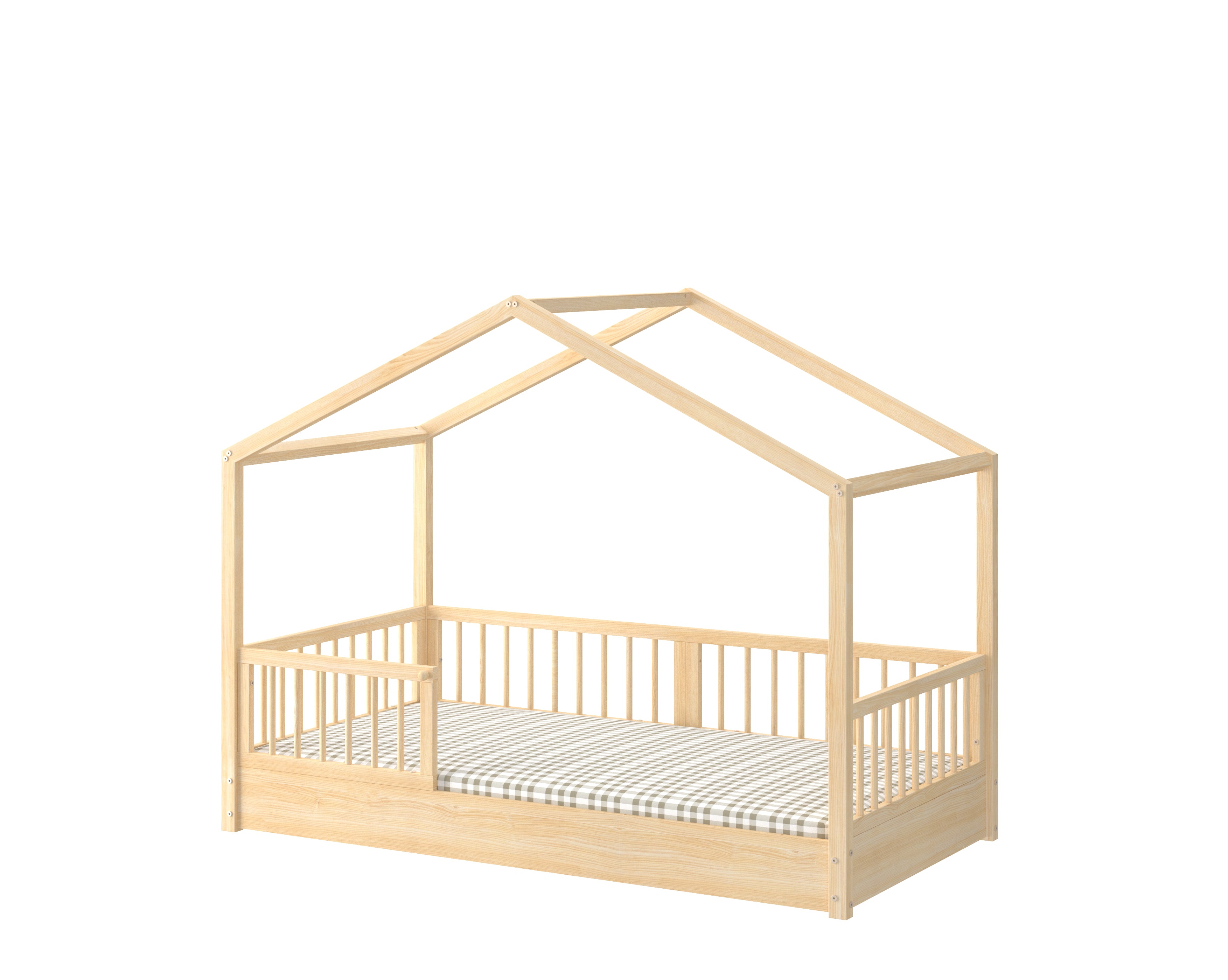Dream Nest pine łóżko domek 80x160 z barierkami