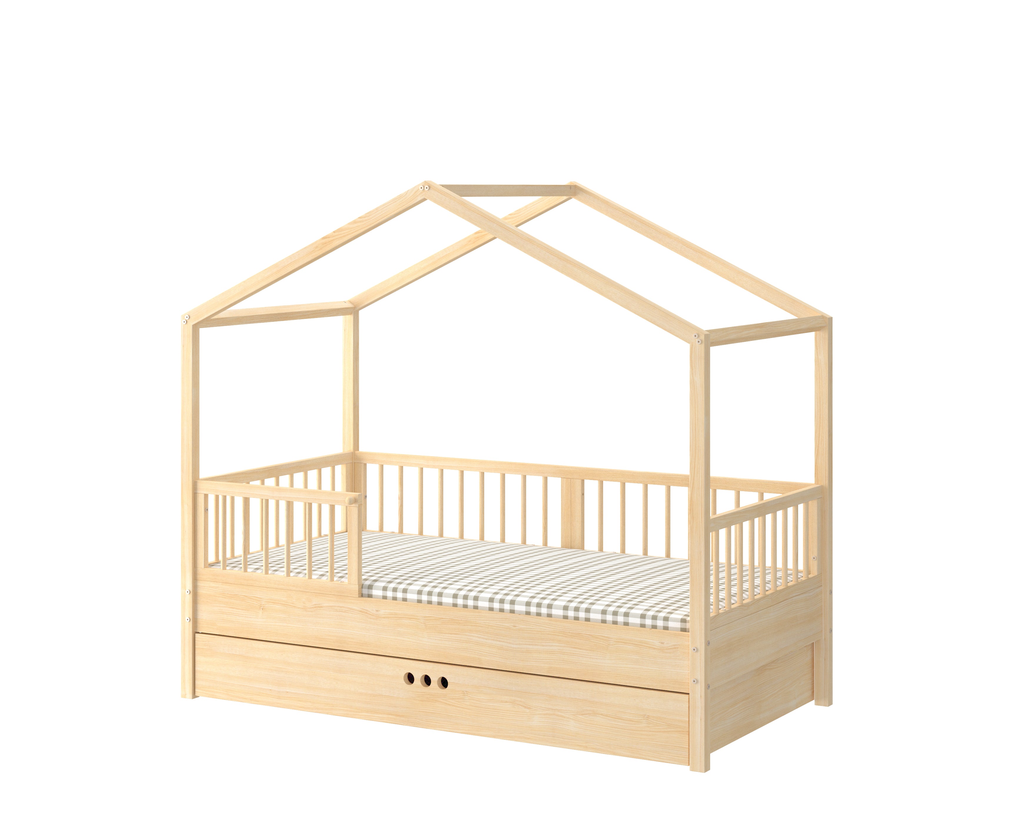 Dream Nest pine łóżko domek 80x160 z barierkami