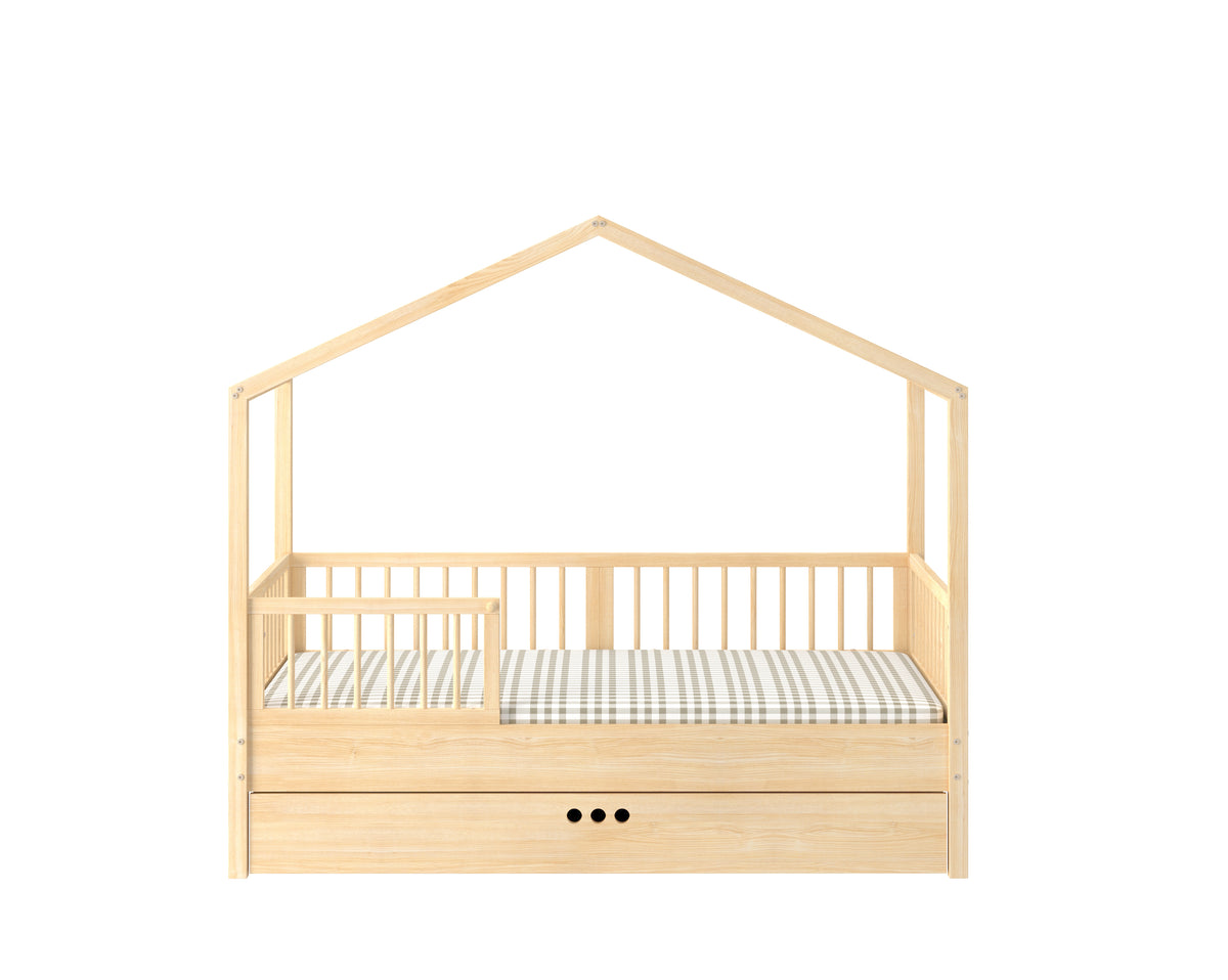 Dream Nest pine łóżko domek 80x160 z barierkami