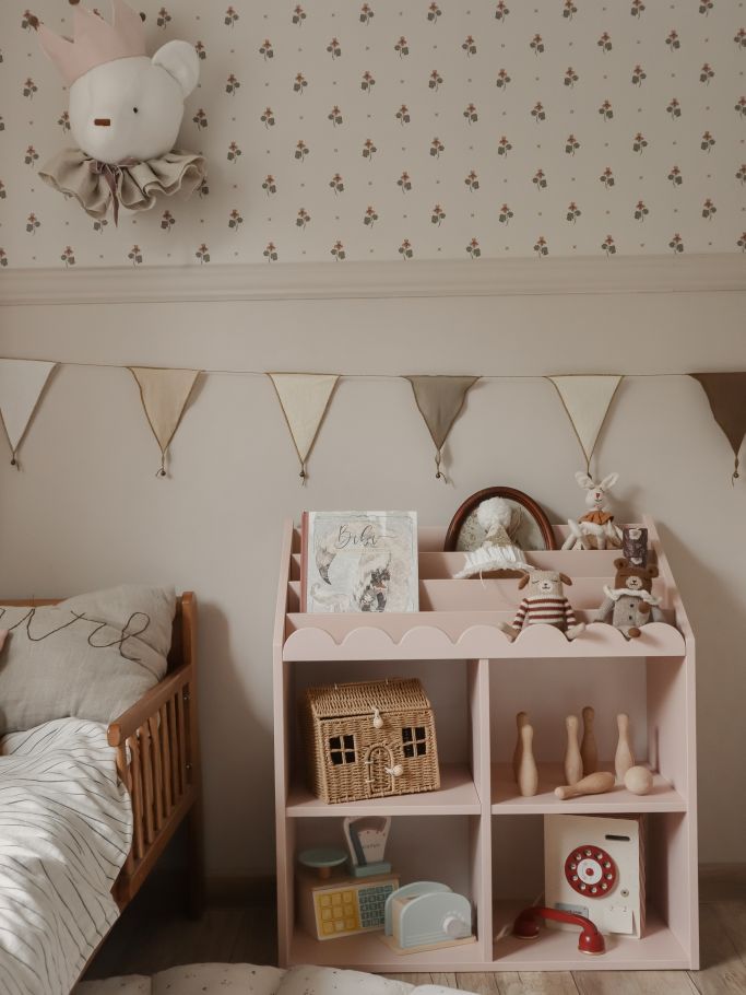 Regał Montessori Book Nook vintage rose– regał dziecięcy na książki i zabawki