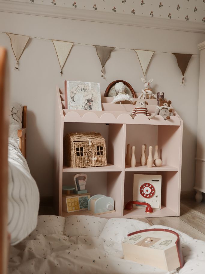 Regał Montessori Book Nook vintage rose– regał dziecięcy na książki i zabawki
