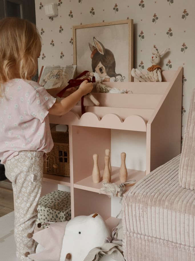 Regał Montessori Book Nook vintage rose– regał dziecięcy na książki i zabawki