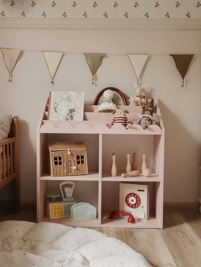 Regał Montessori Book Nook vintage rose– regał dziecięcy na książki i zabawki