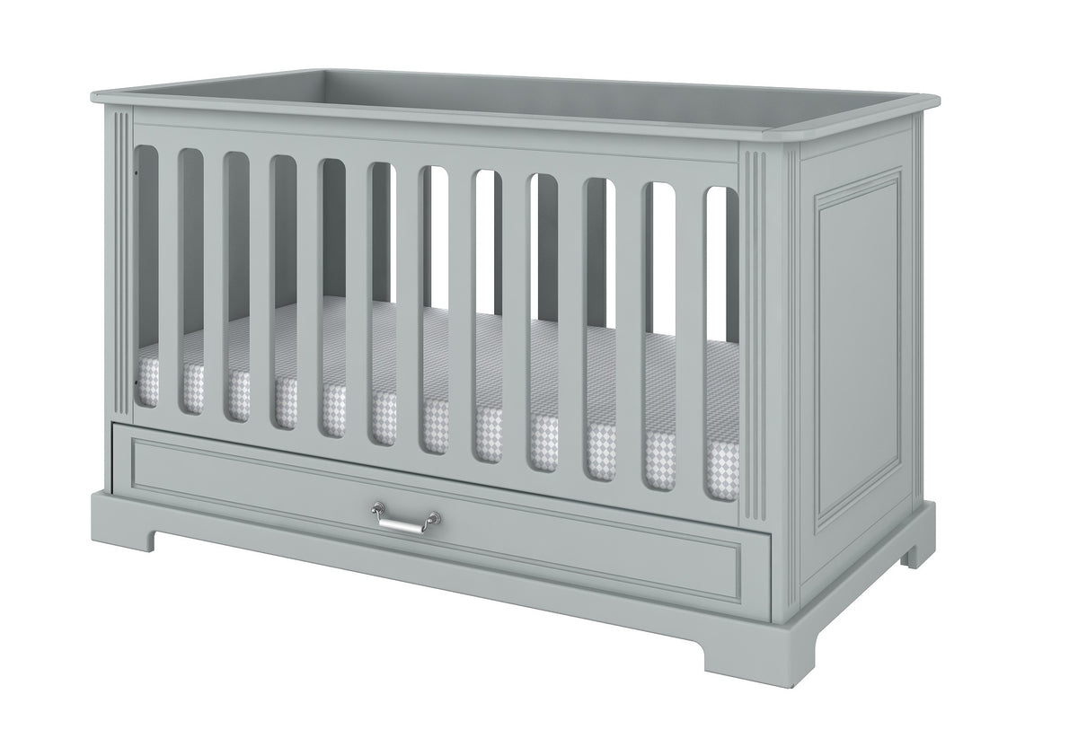 Ines neutralgraues Babybett 70x140 mit Umbaumöglichkeit zum Tagesbett