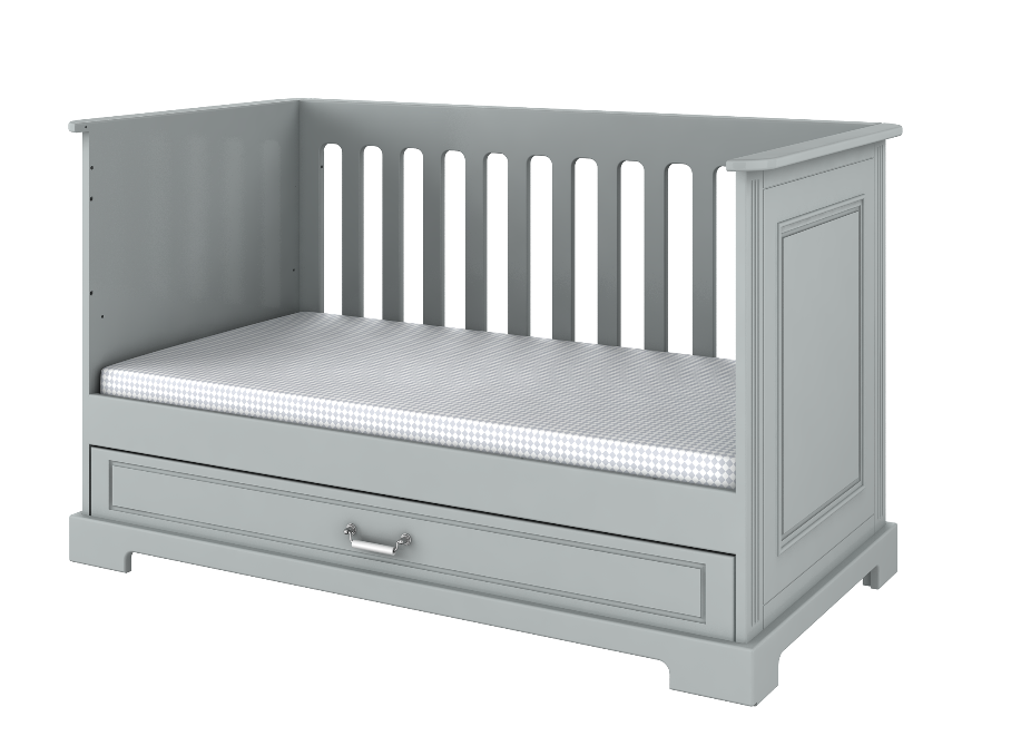 Ines neutral gray łóżeczko 70x140 z funkcją tapczanika