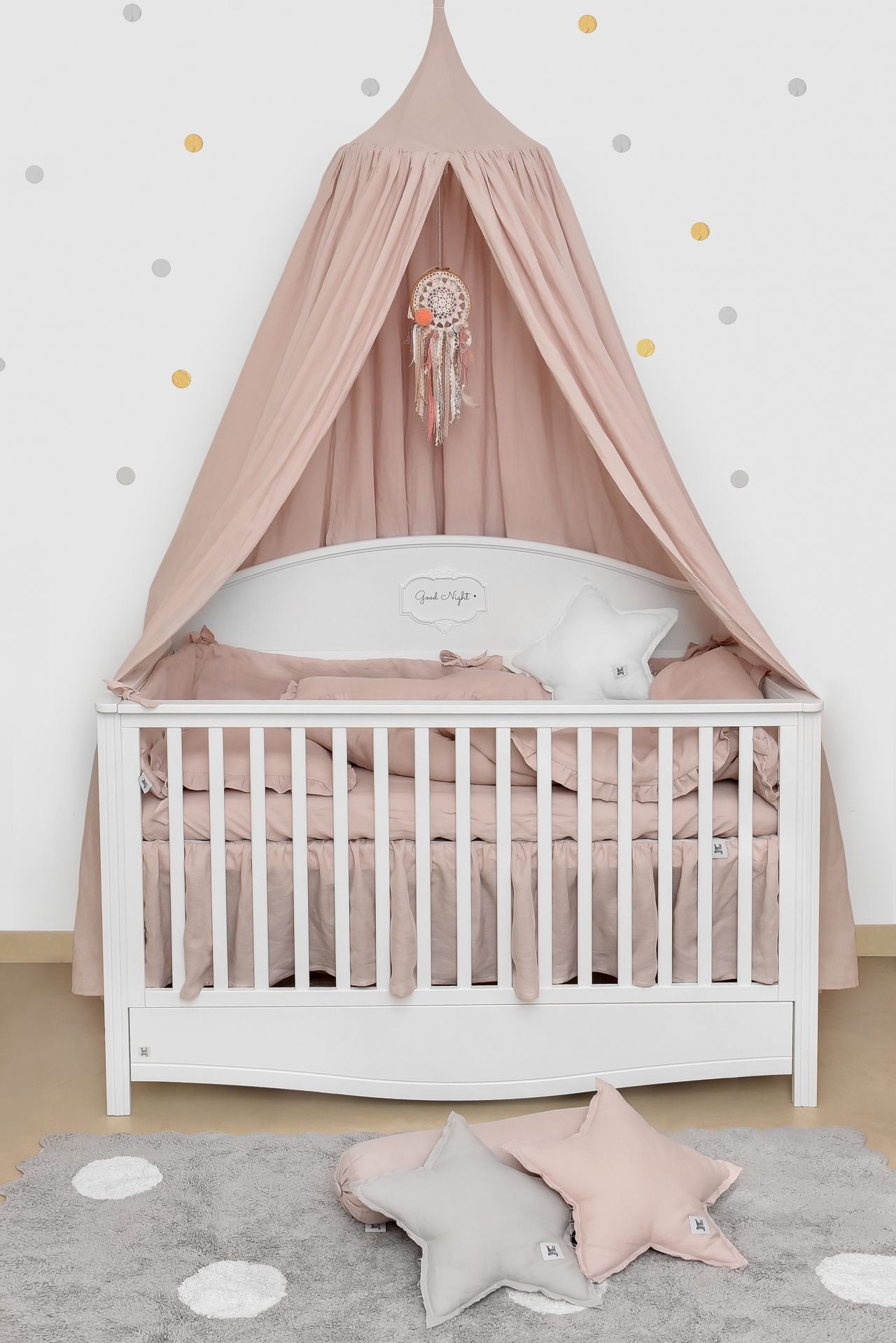 Dusty pink - lniany baldachim