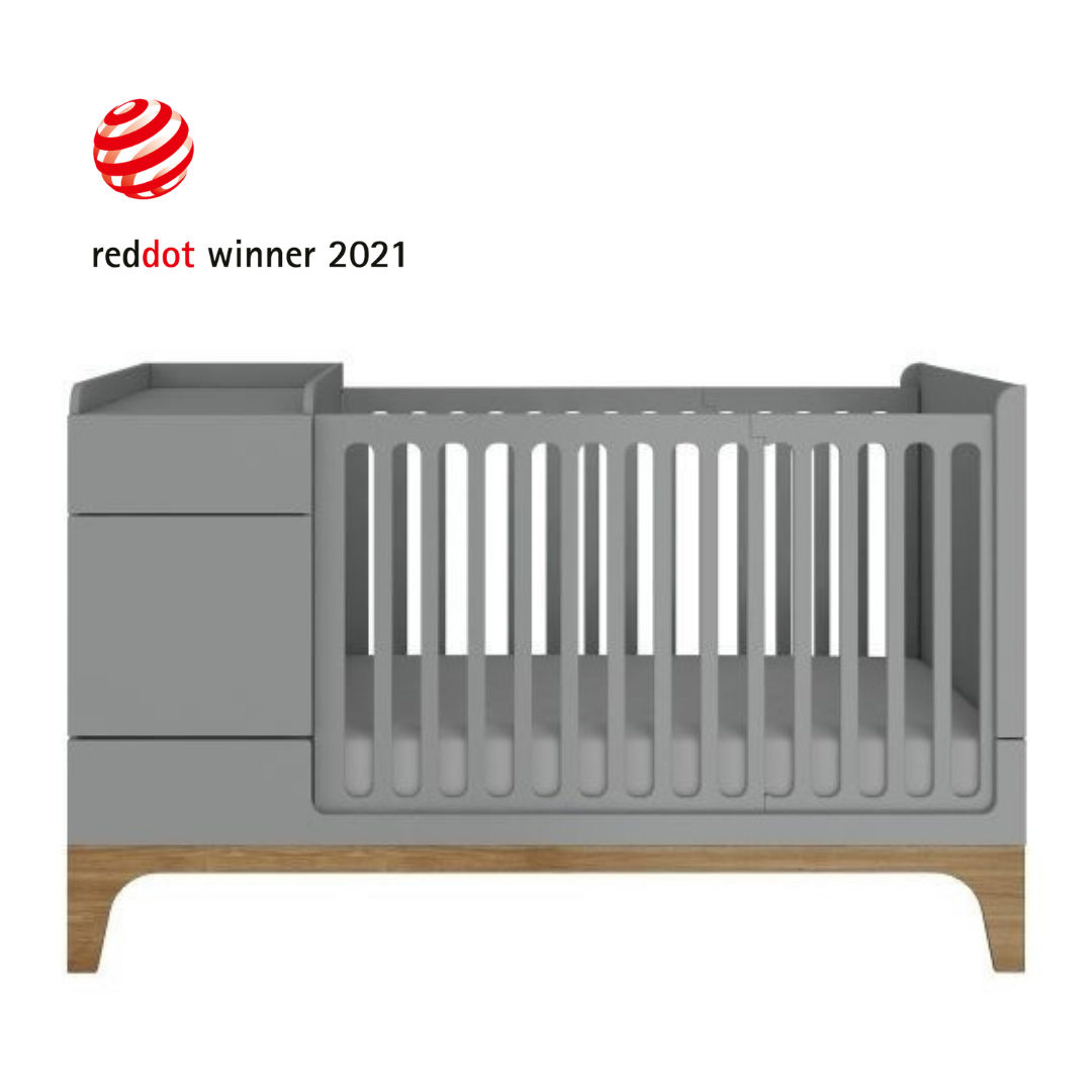 UP! gray łóżeczko dziecięce 70x120 rozkładane do 160 cm z biurkiem