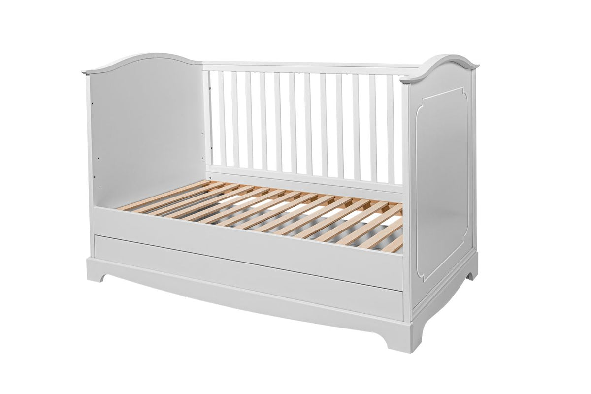 Royal timeless white łóżeczko 70x140 z szufladą