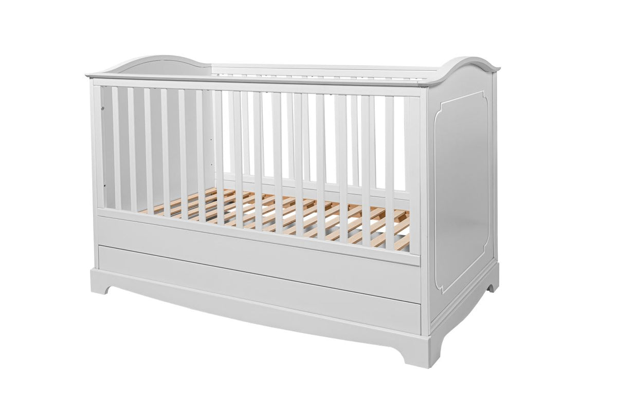 Royal timeless white łóżeczko 70x140 z szufladą