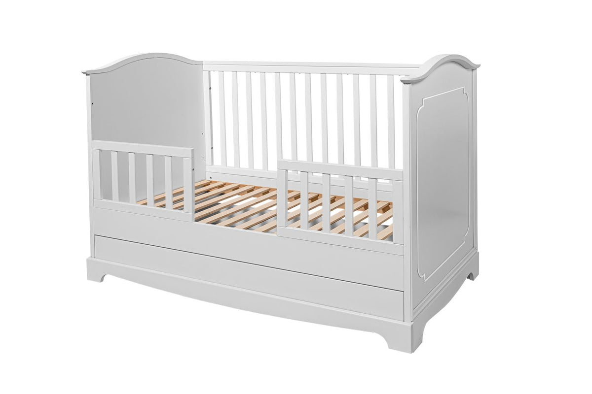 Royal timeless white łóżeczko 70x140 z szufladą