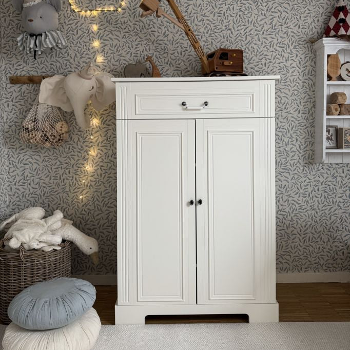 Ines elegant white wysoka komoda 2-drzwiowa