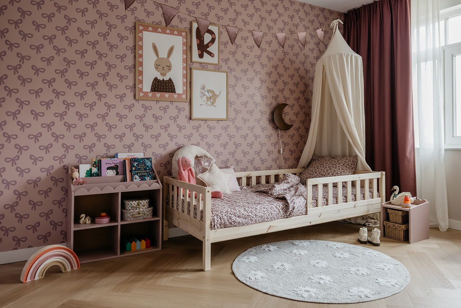 Regał Montessori Book Nook vintage rose– regał dziecięcy na książki i zabawki