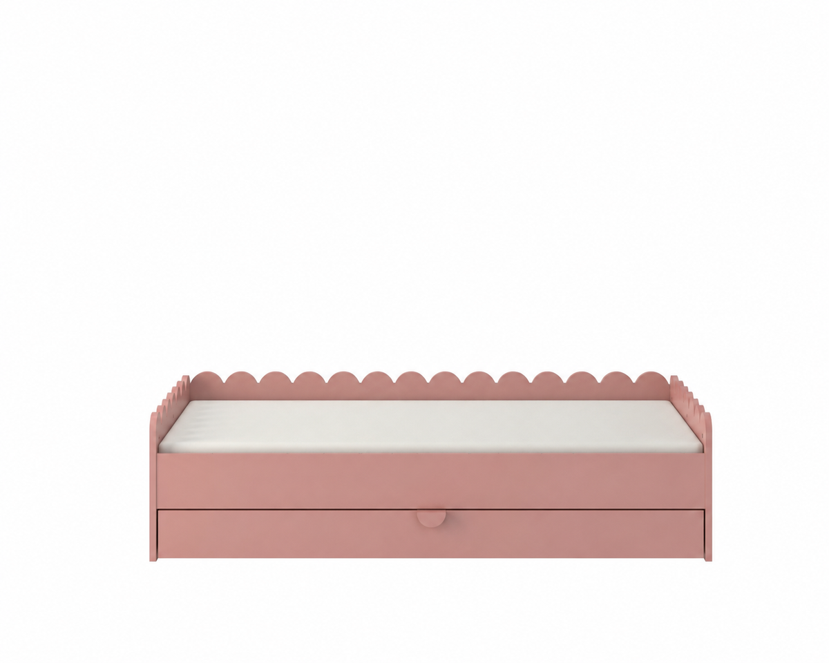 Book Nook vintage rose łożko dziecięce w stylu Monetssori 80x160 z szufladą