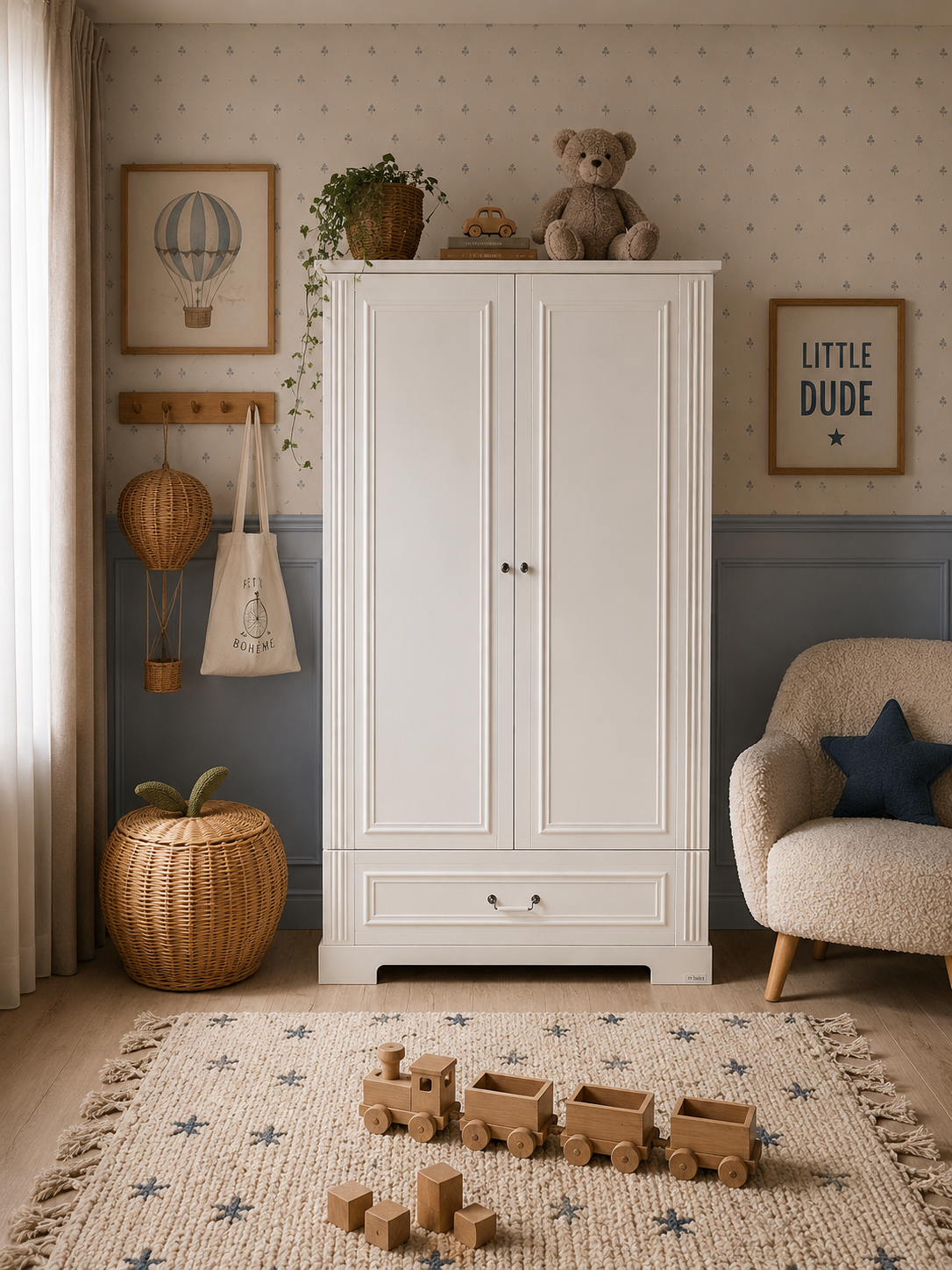 Ines elegant white szafa 2-drzwiowa tall