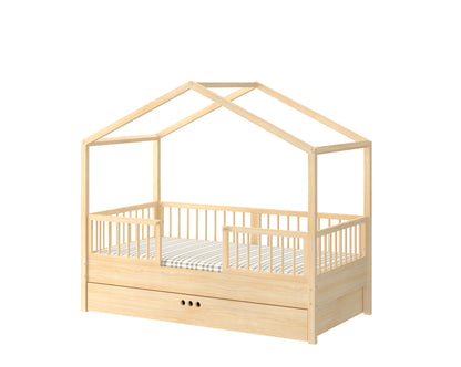 Dream Nest pine łóżko domek 80x160 z barierkami