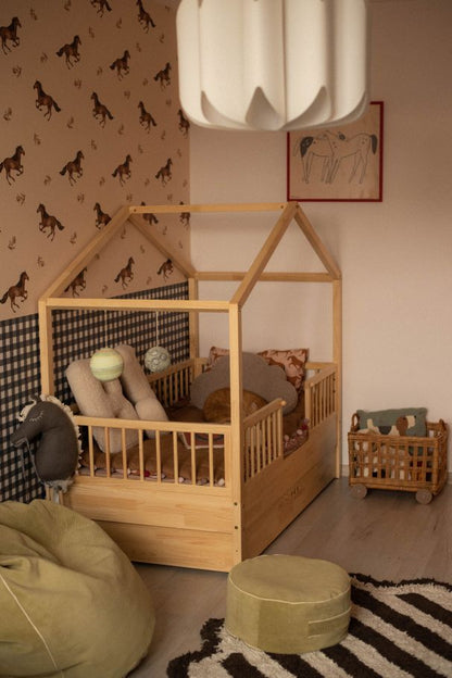 Dream Nest pine łóżko domek 80x160 z barierkami