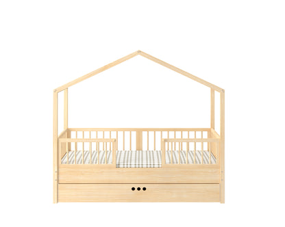 Dream Nest pine łóżko domek 80x160 z barierkami