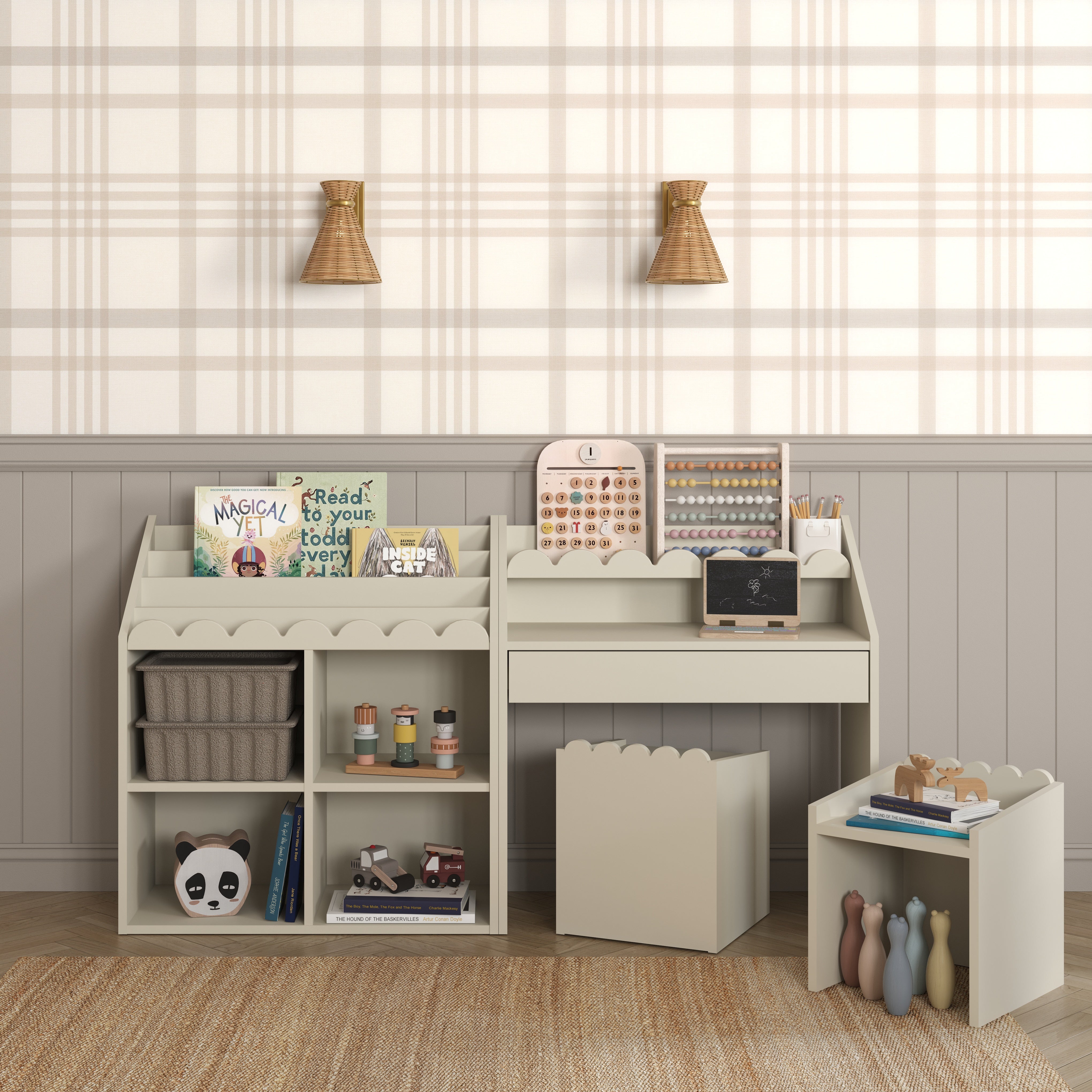 Krzesełko Montessori Book Nook latte– funkcjonalne siedzisko dla dziecka