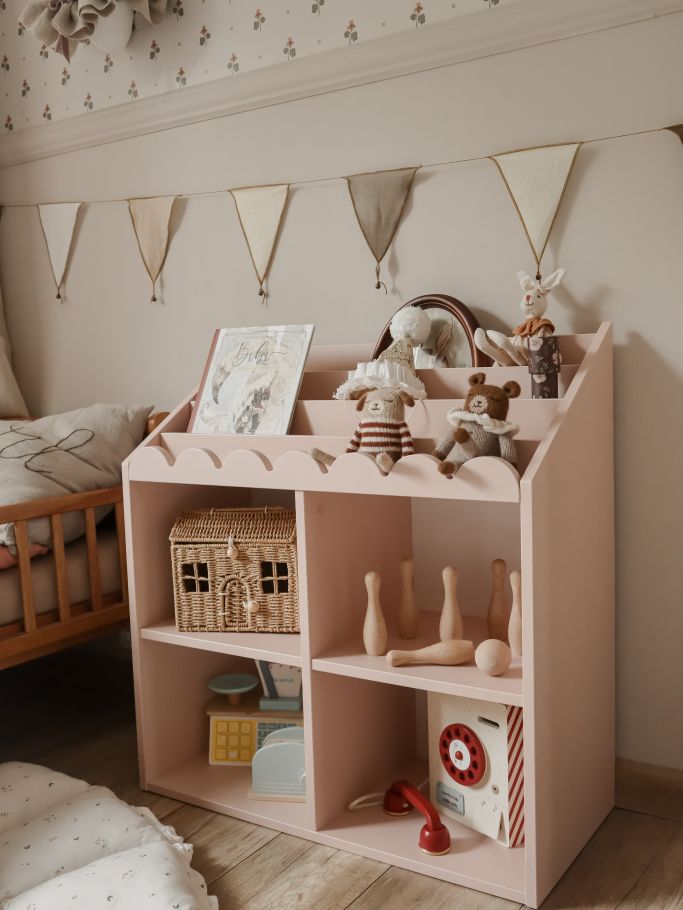 Regał Montessori Book Nook vintage rose– regał dziecięcy na książki i zabawki