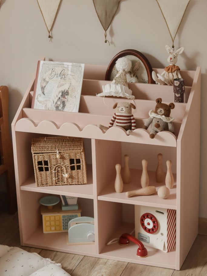 Regał Montessori Book Nook vintage rose– regał dziecięcy na książki i zabawki