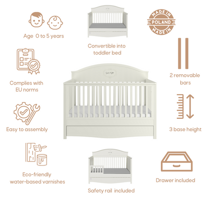 Good Night elegantes weißes Babybett 70x140