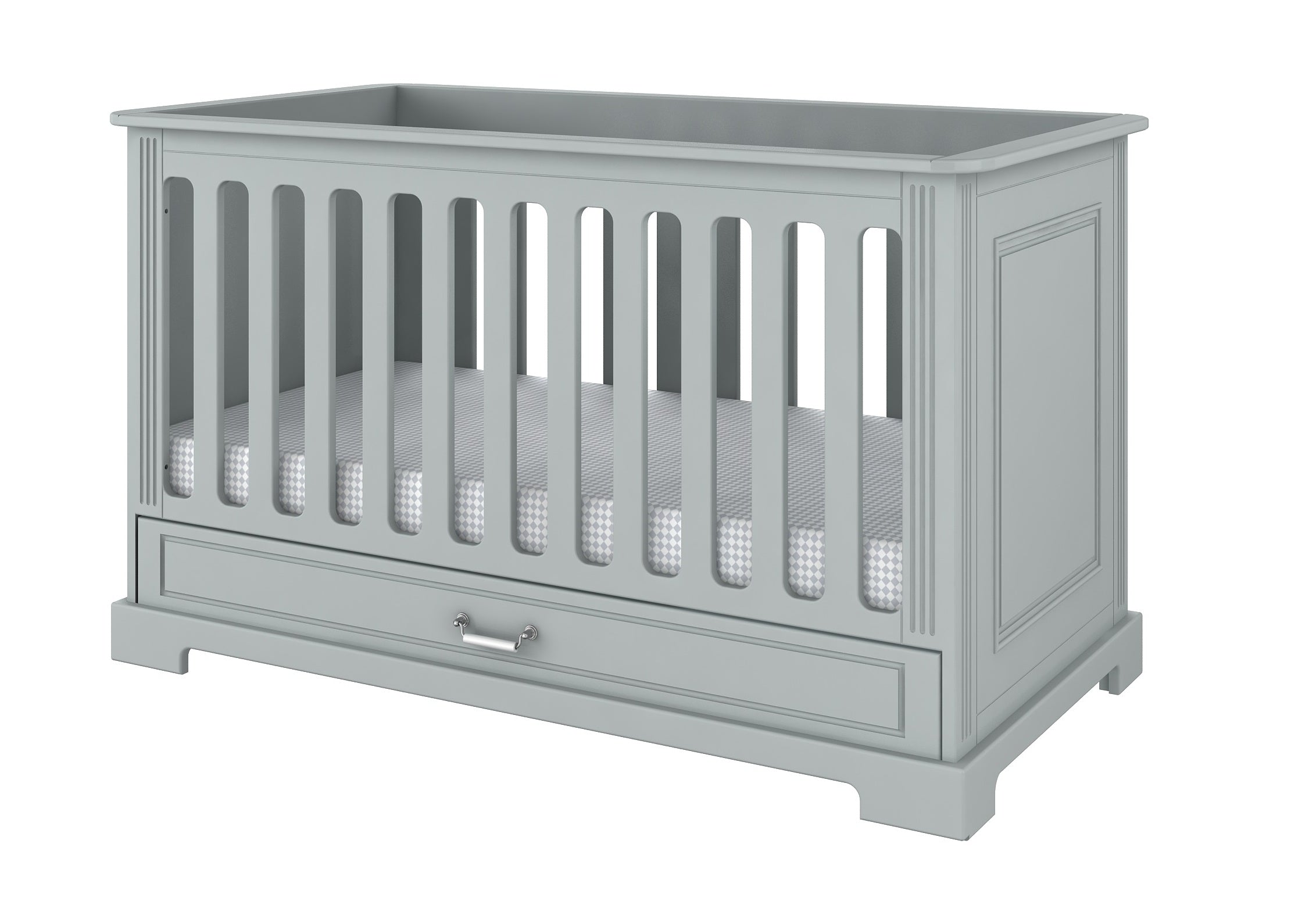 Ines neutralgraues Babybett 70x140 mit Umbaumöglichkeit zum Tagesbett