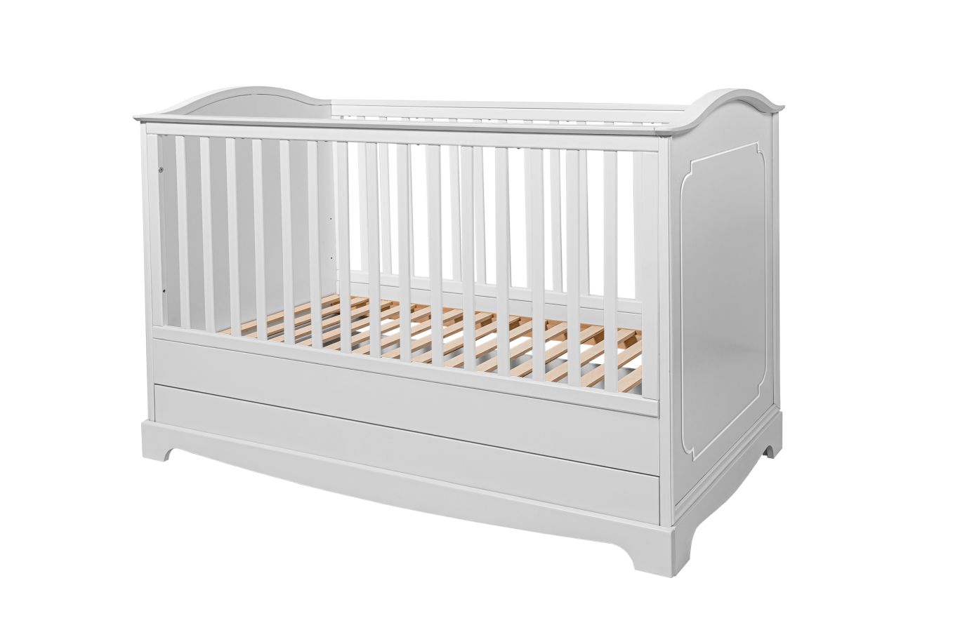 Royal  timeless white łóżeczko 70x140 z szufladą