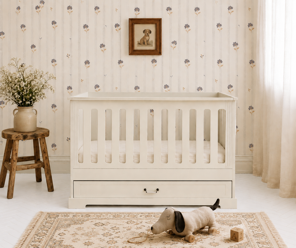 Ines elegant white łóżeczko 70x140 z funkcją tapczanika