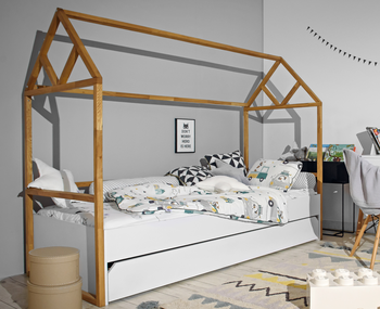 Lotta snow Bett „Haus” 90x200 mit Schublade