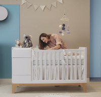  UP! snow Babybett 70x120 – ausziehbar auf 160 cm mit Schreibtisch