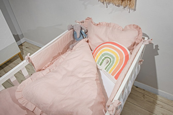 Dusty pink  linen cot bumper 60x120/70x140