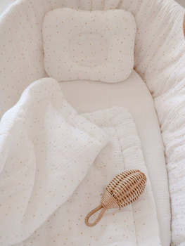 Set: Moses Basket Meeko with mattress+stand+textiles  Golden dots