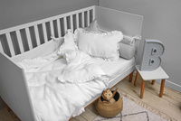 Snowy white linen bedding with filling size S