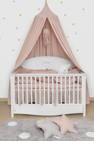 Dusty pink 3-sided masking flounce for the cot