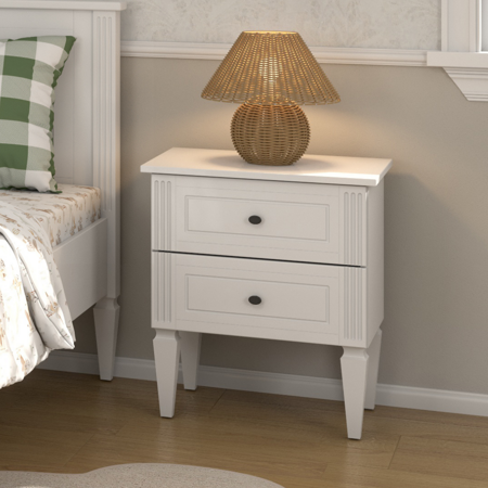 Ines elegant white bedside table