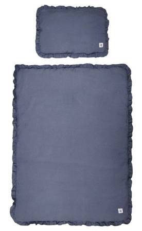 Navy blue linen set of duvet and pillow covers L