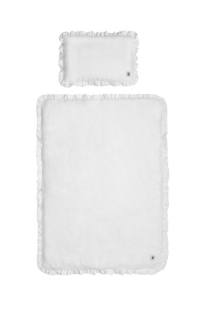 Snowy white linen bedding with filling size S