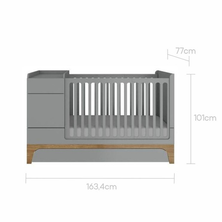 UP! gray łóżeczko dziecięce 70x120 rozkładane do 160 cm z biurkiem