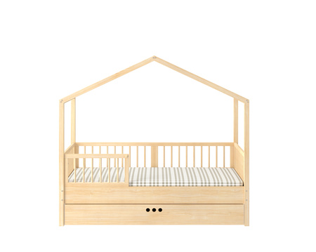 Dream nest pine house bed 80x160 along with two safety rails and a drawer