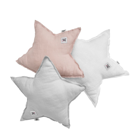 Snowy white linen pillow star