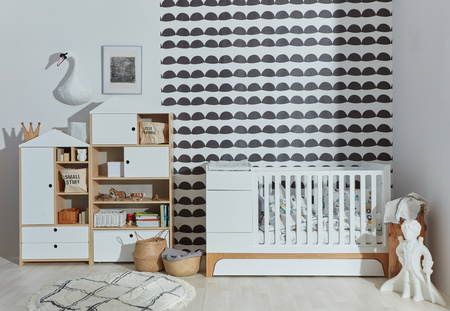 UP! snow 70x120 convertible baby cot – extends to 160 cm with Desk