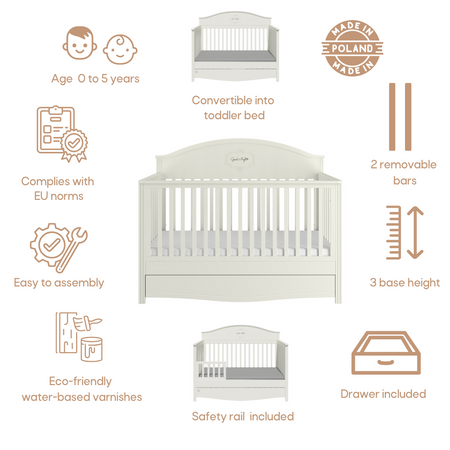 Good Night elegant white bed 70x140