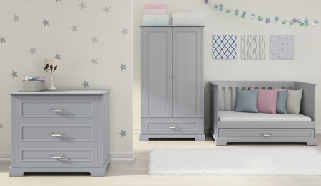 Ines neutral gray Drei-Schubladen-Kommode