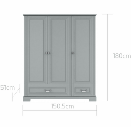 Ines neutral gray Dreitüriger Schrank