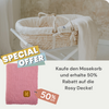 Set: Meeko Moses Korb mit Matratze + Ständer + Milk Textilien + Baumwolldecke mit Reisbindung