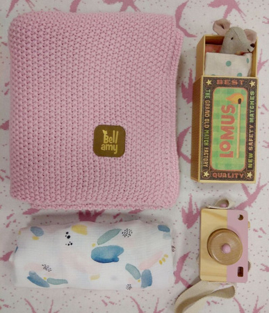 Cotton rice weave child's blanket 80x100 rosy