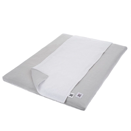 Linen changing mat with cover and towel stone gray