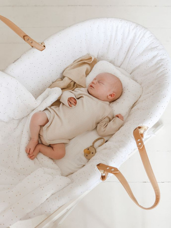 Musselinfüllung für Moseskorb Golden Dots Snow